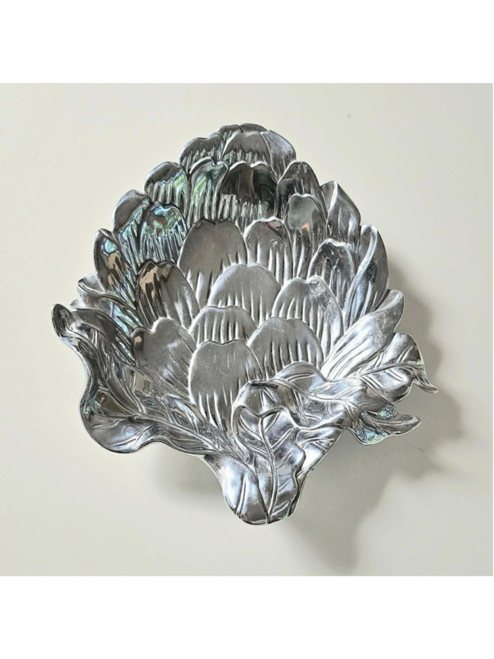 Vintage Fitz and Floyd Metal Artichoke Shaped Serving Dish Bowl Trinket Tray 7"